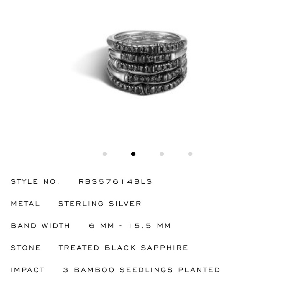 JOHN HARDY
Sterling Silver Bamboo Black Sapphire Wide Ring